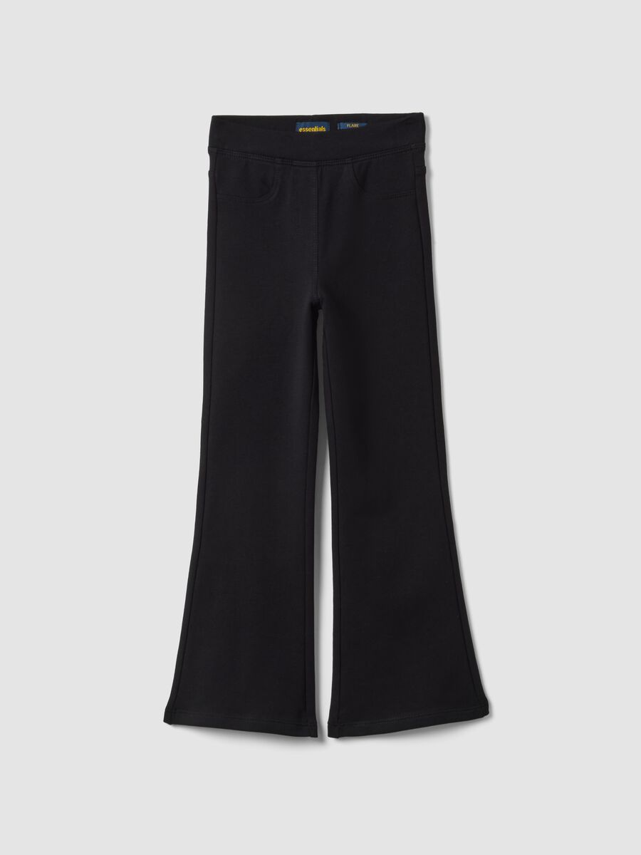 Black organic cotton flared trousers_0