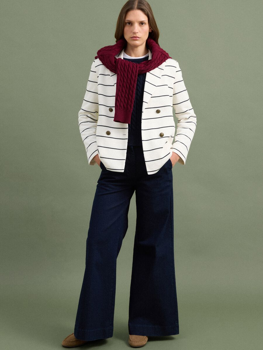 Blue wide-leg stretch cotton jeans_0