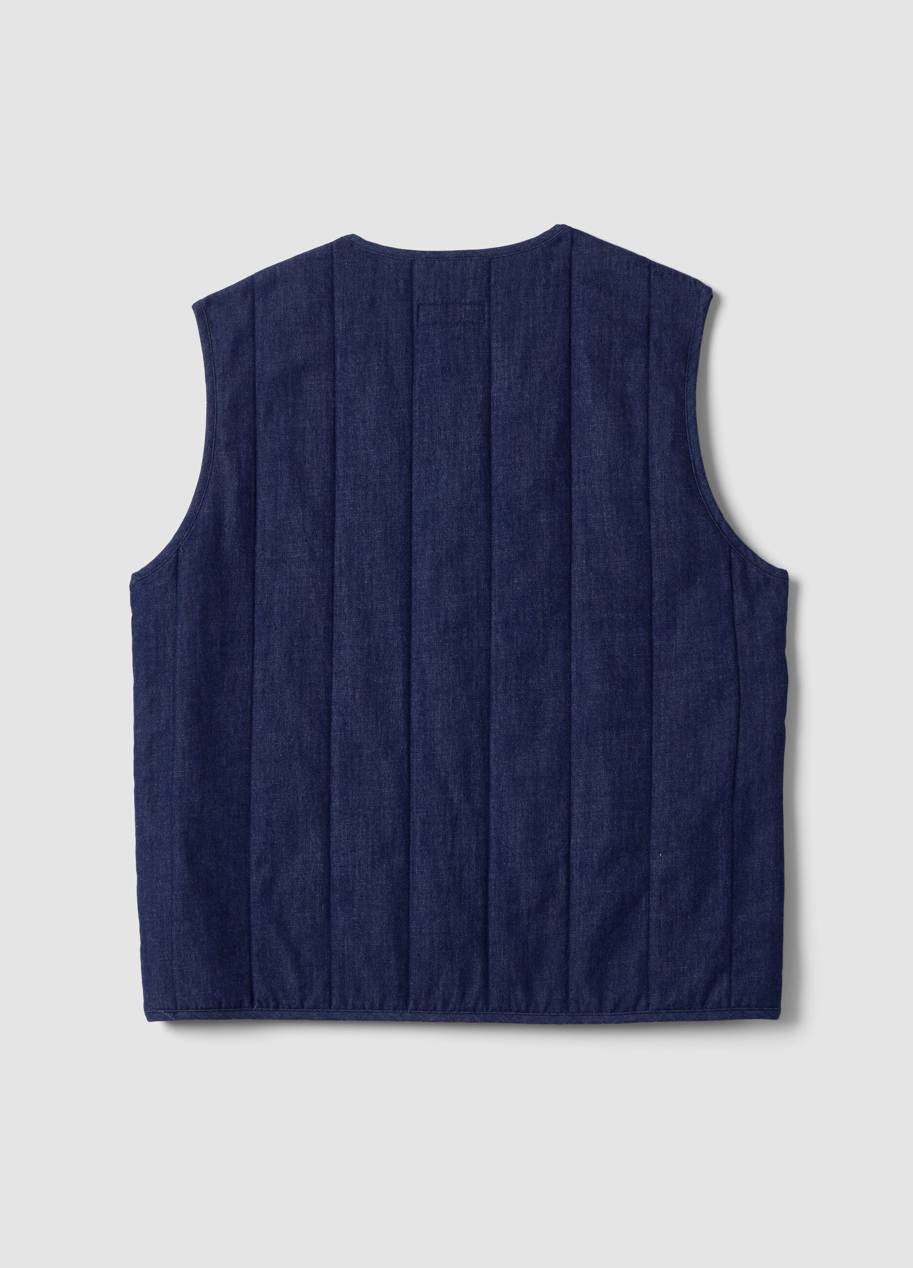 Blue gilet in a cotton, lyocell and viscose blend