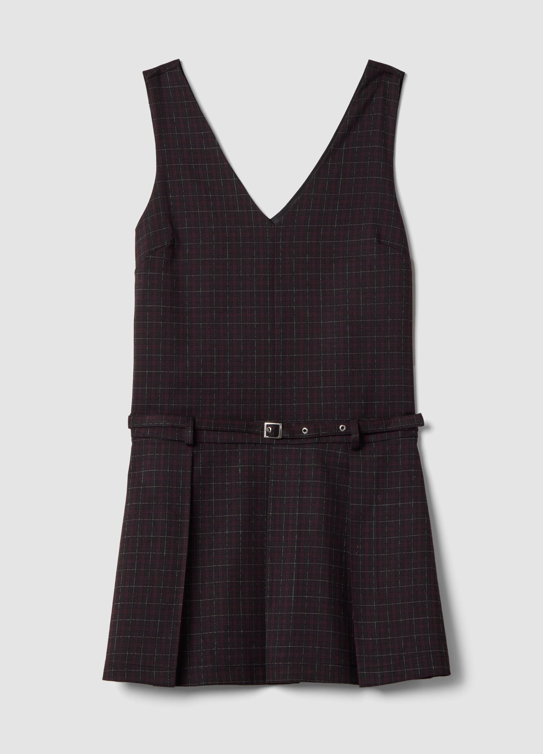 Black stretch viscose dress with deep V-neck