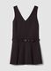 Black stretch viscose dress with deep V-neck_0