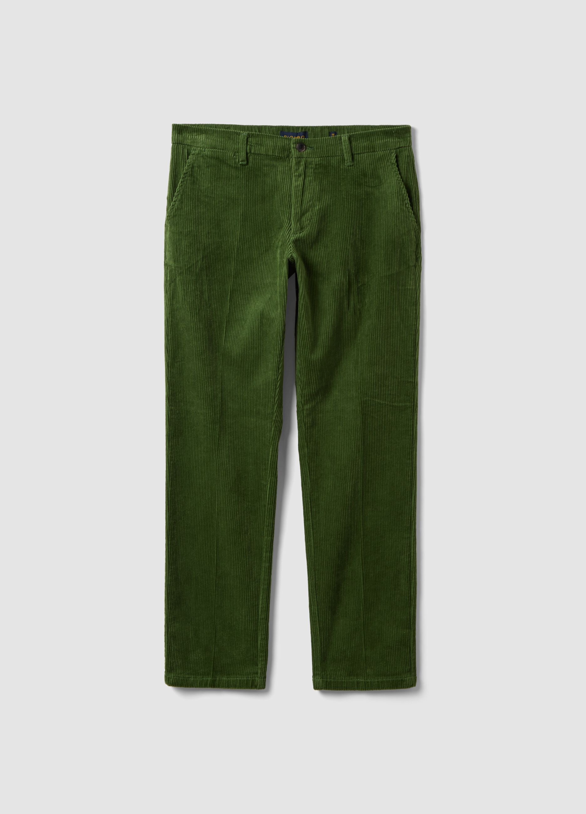 Green stretch-cotton chino trousers