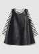 Set nero con abito girocollo e maglia a righe girocollo_0
