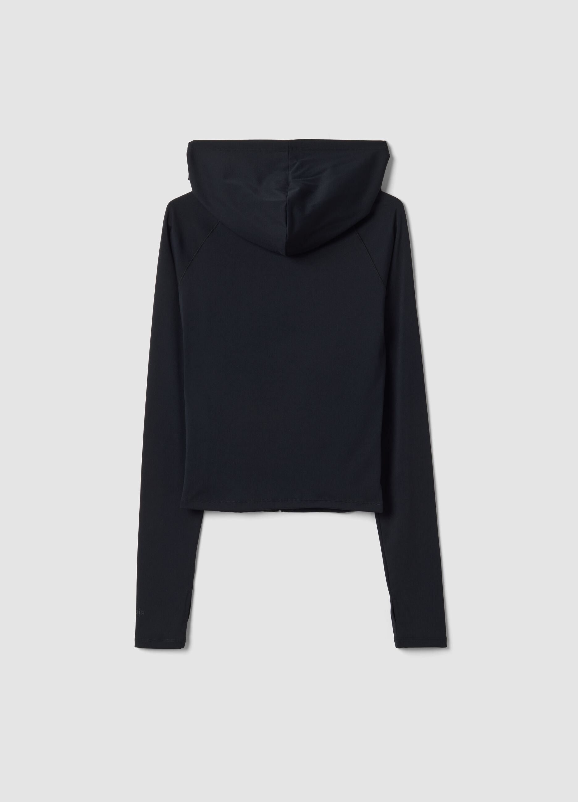 Full-Zip Yoga Hoodie Fitted Black