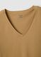 Brown pure cotton V-neck regular fit t-shirt_5