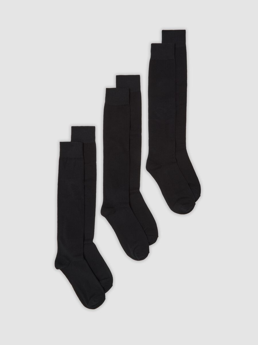 3-pack of long black socks in stretch organic cotton_0