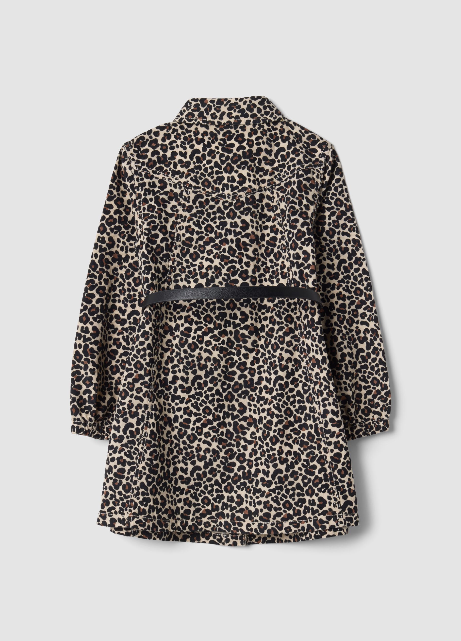 Abito animalier in puro cotone con colletto regular fit