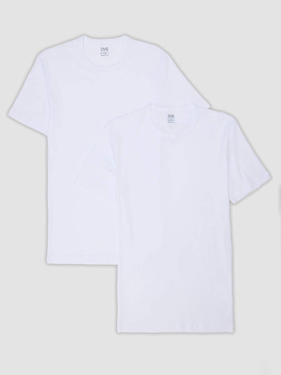 2-pack white crew-neck T-shirts in pure organic cotton, regular fit_4
