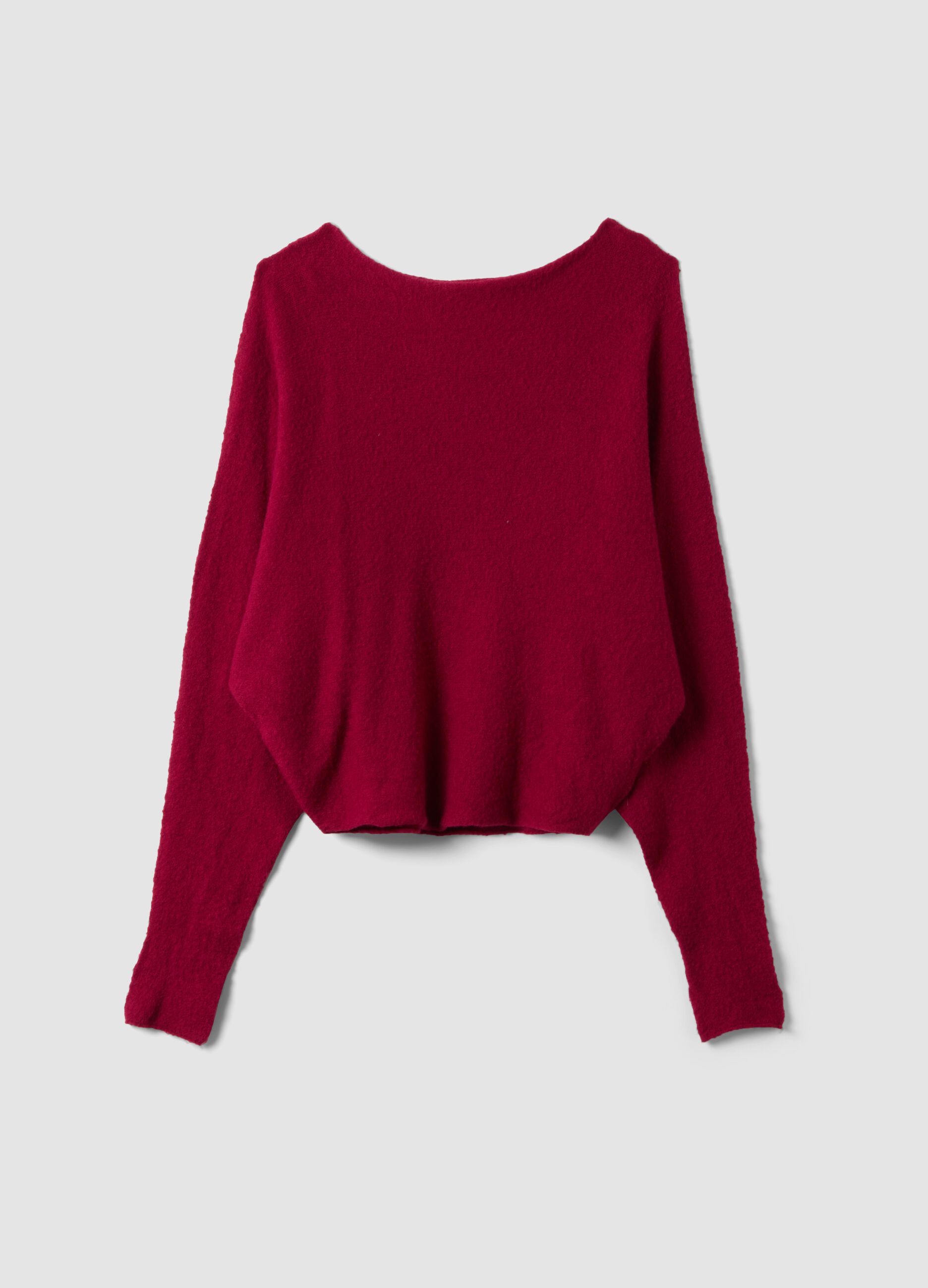Red regular-fit top with wide neckline