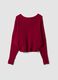 Red regular-fit top with wide neckline_0