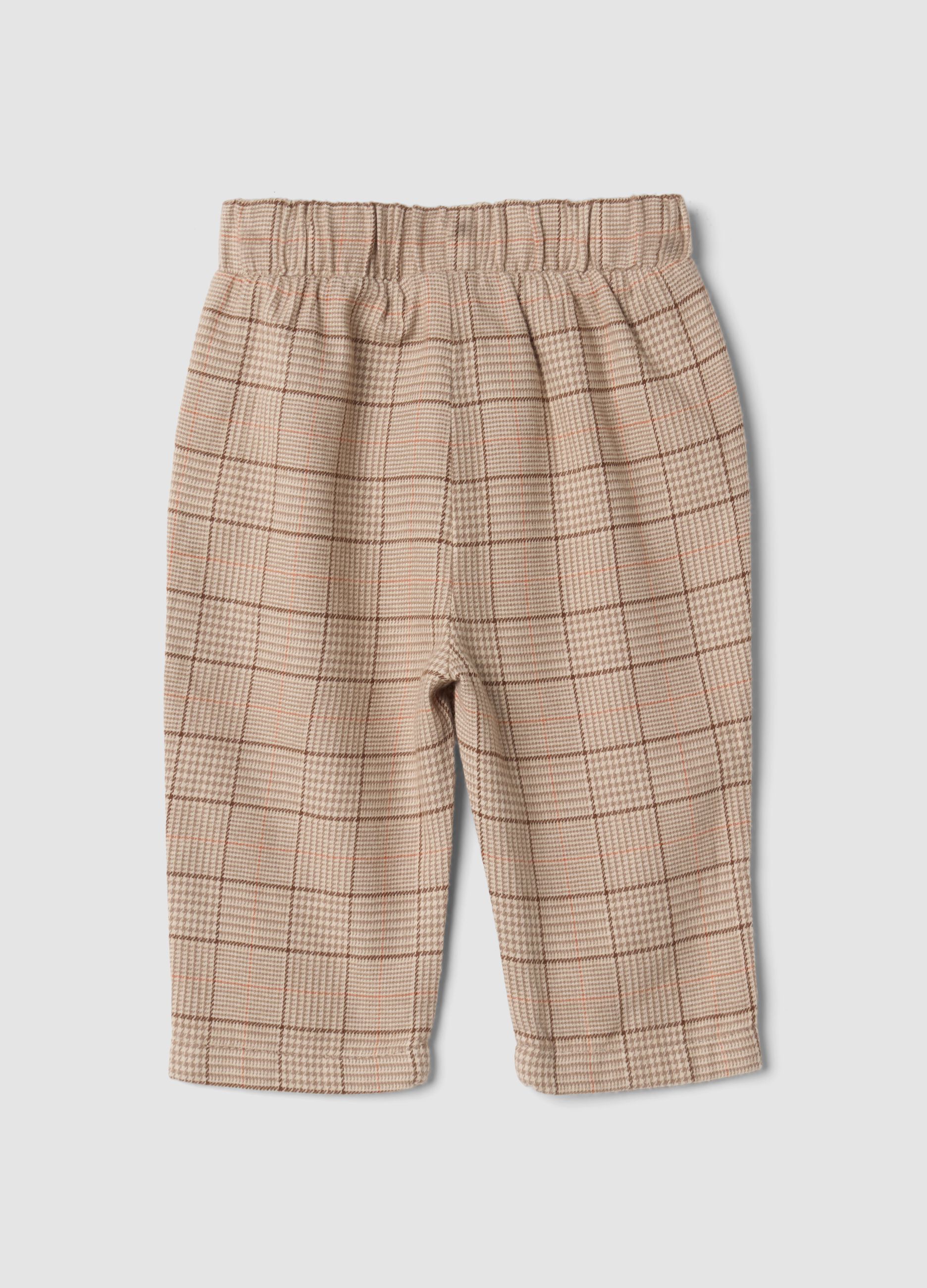 Pantaloni arancioni e marroni in puro cotone a quadri