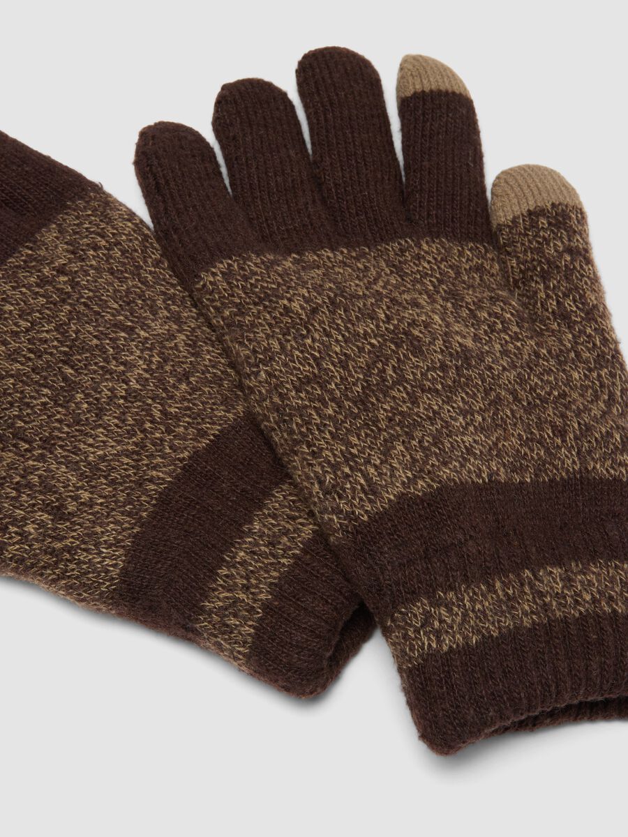 Brown stretch viscose and wool gloves_2