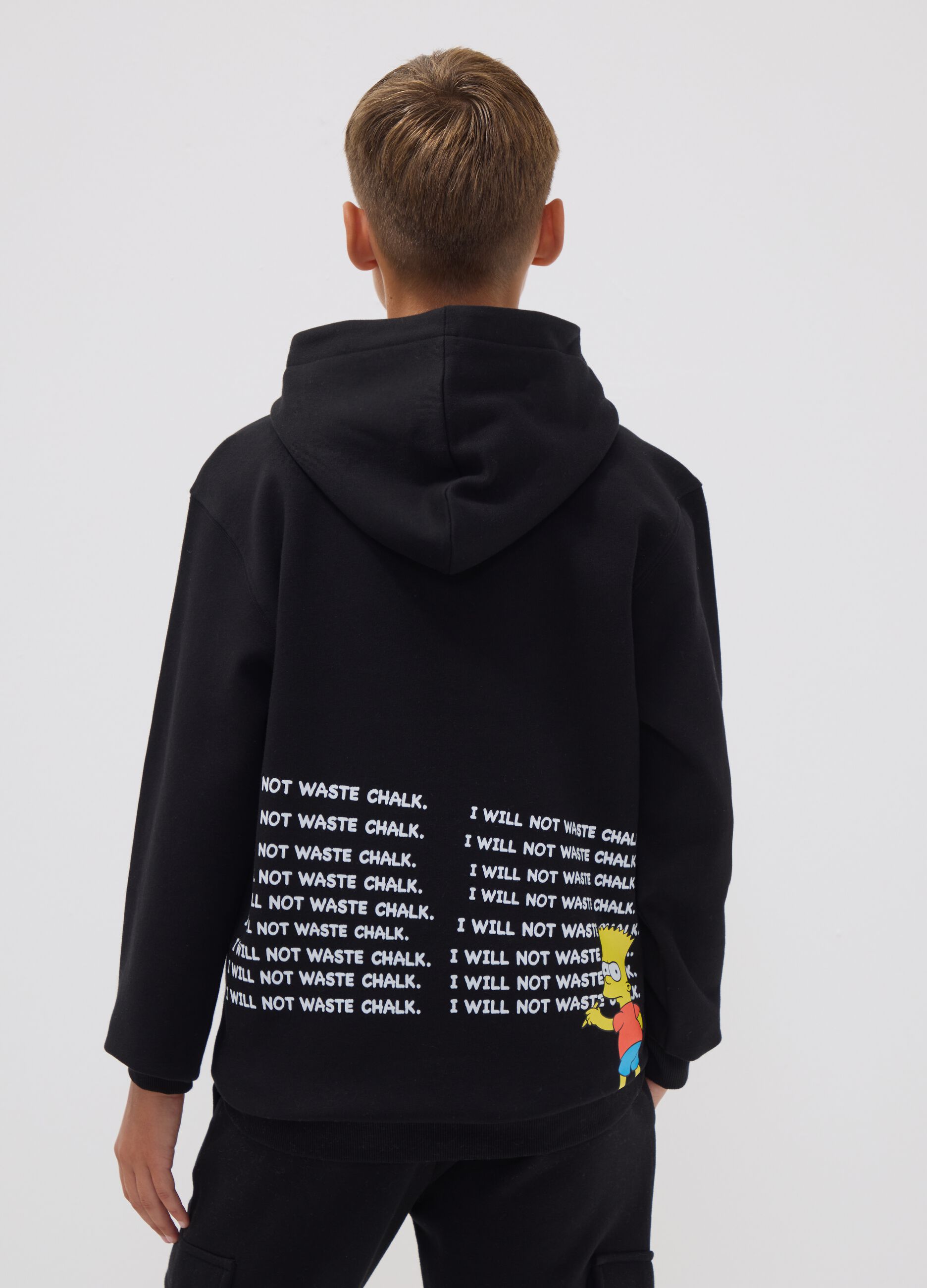 Black pure cotton hoodie with The Simpsons print for boys