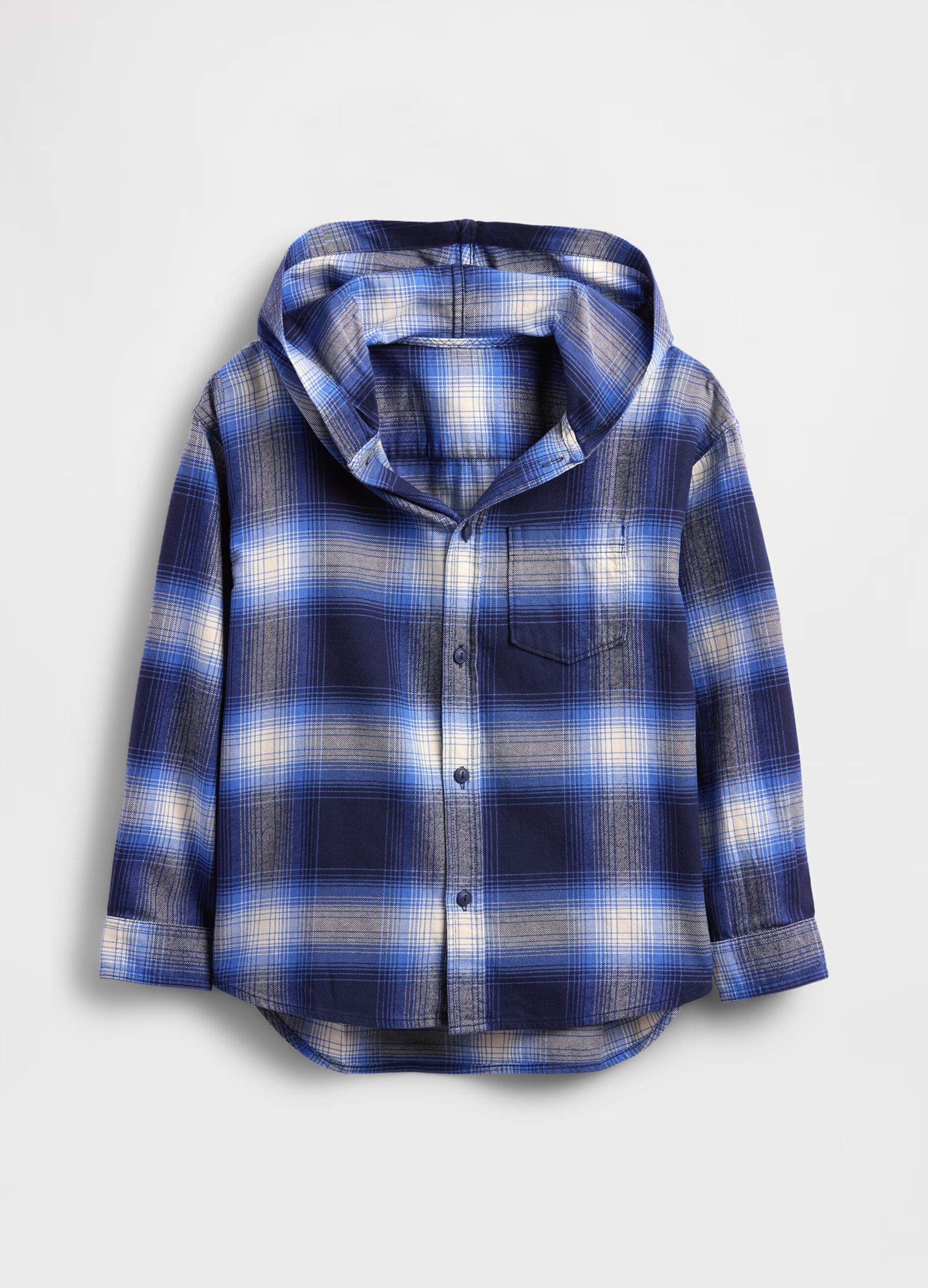 Cotton Blue Hooded Shirt