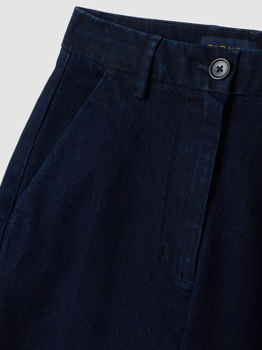 Blue wide-leg stretch cotton jeans_5