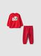 Red crew-neck Christmas pure cotton fleece pyjamas_0