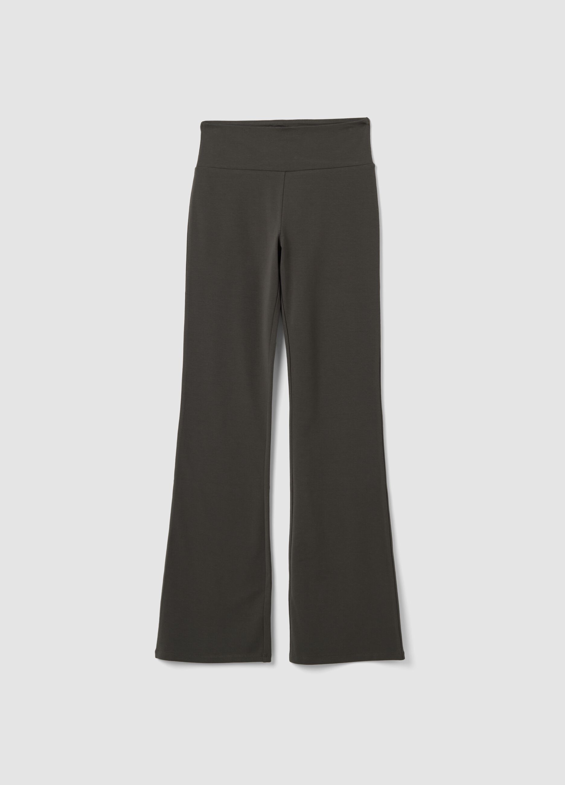 Grey stretch cotton flared trousers