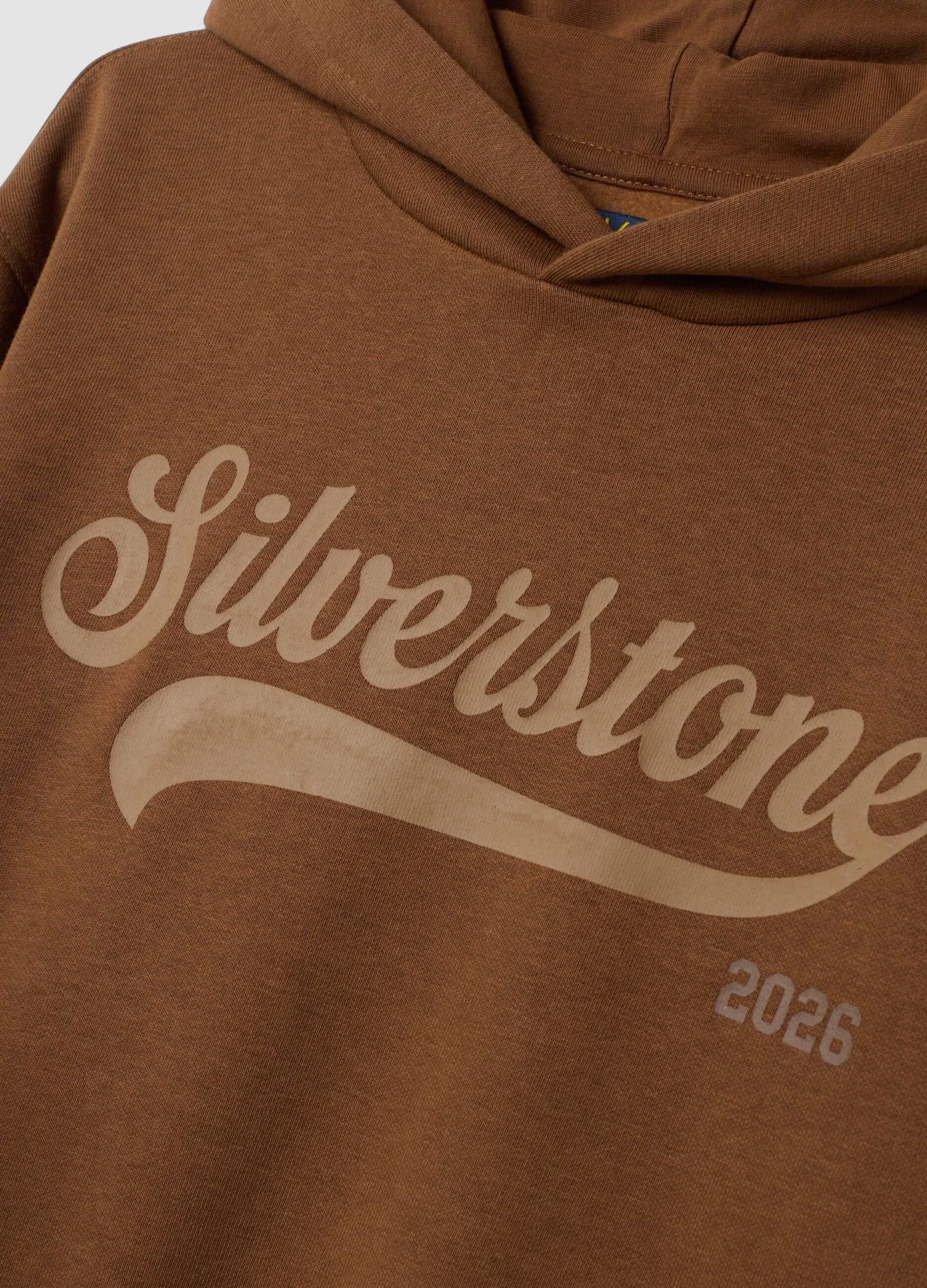 Brown cotton-blend hoodie with a relaxed fit