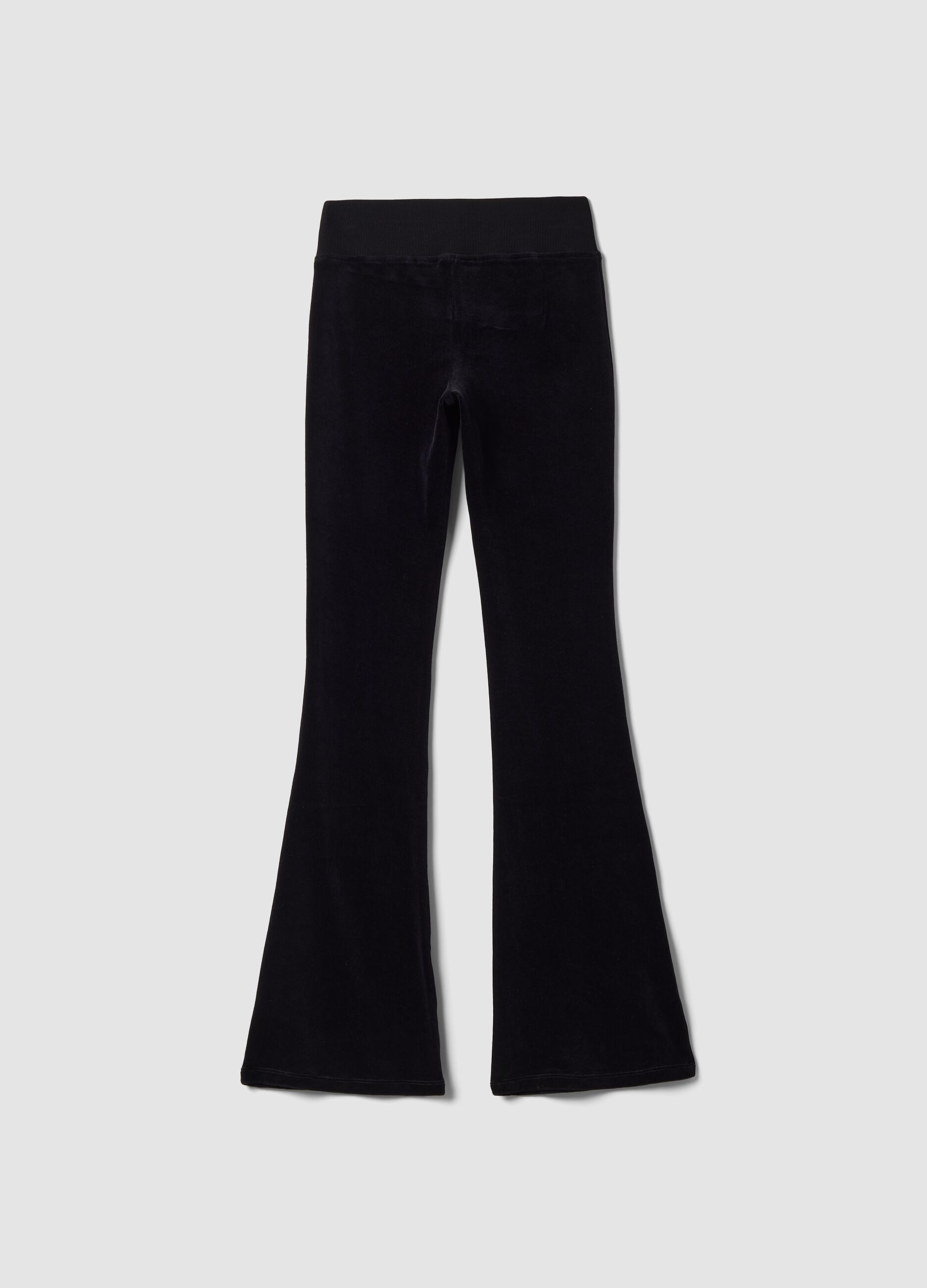 Black Velour Flared Trousers