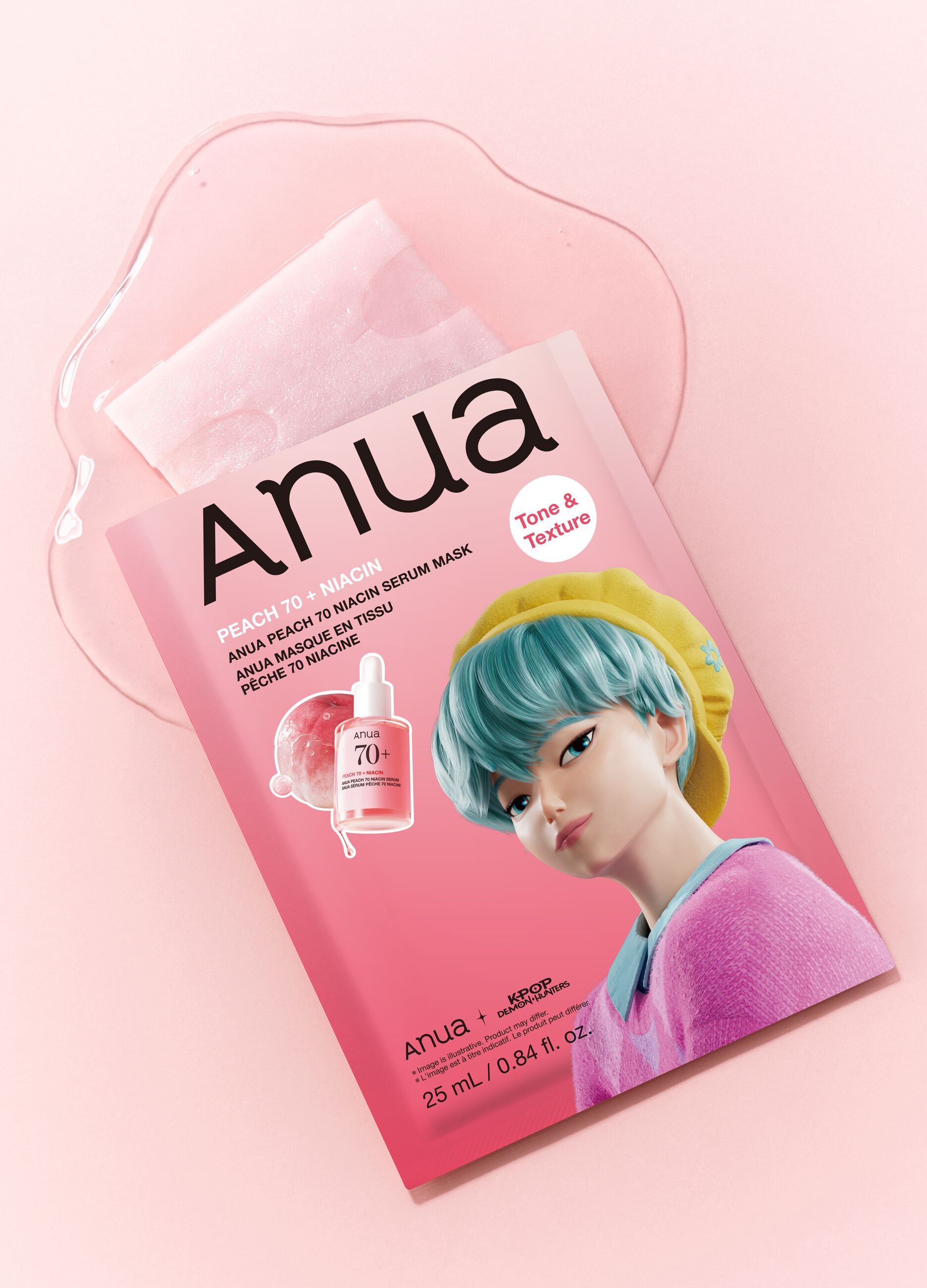 قناع وجه ورقي Peach 70 Niacin Serum بحجم 25 مل | Anua K-Pop Demon Hunters