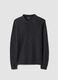 Blue ribbed long-sleeve polo shirt_0