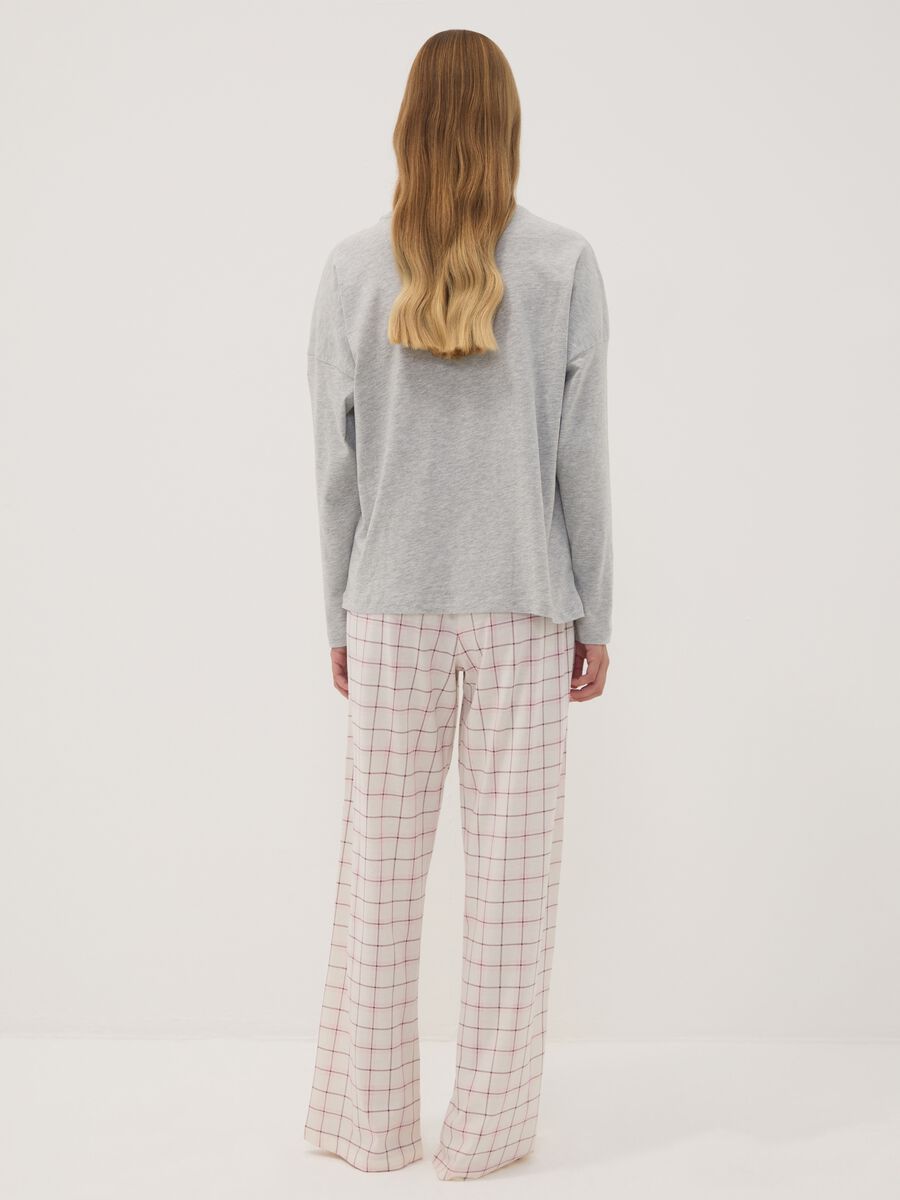 Grey marl organic cotton and viscose blend crew-neck pyjamas_3