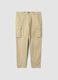 Pantaloni cargo beige in cotone elasticizzato slim fit_5
