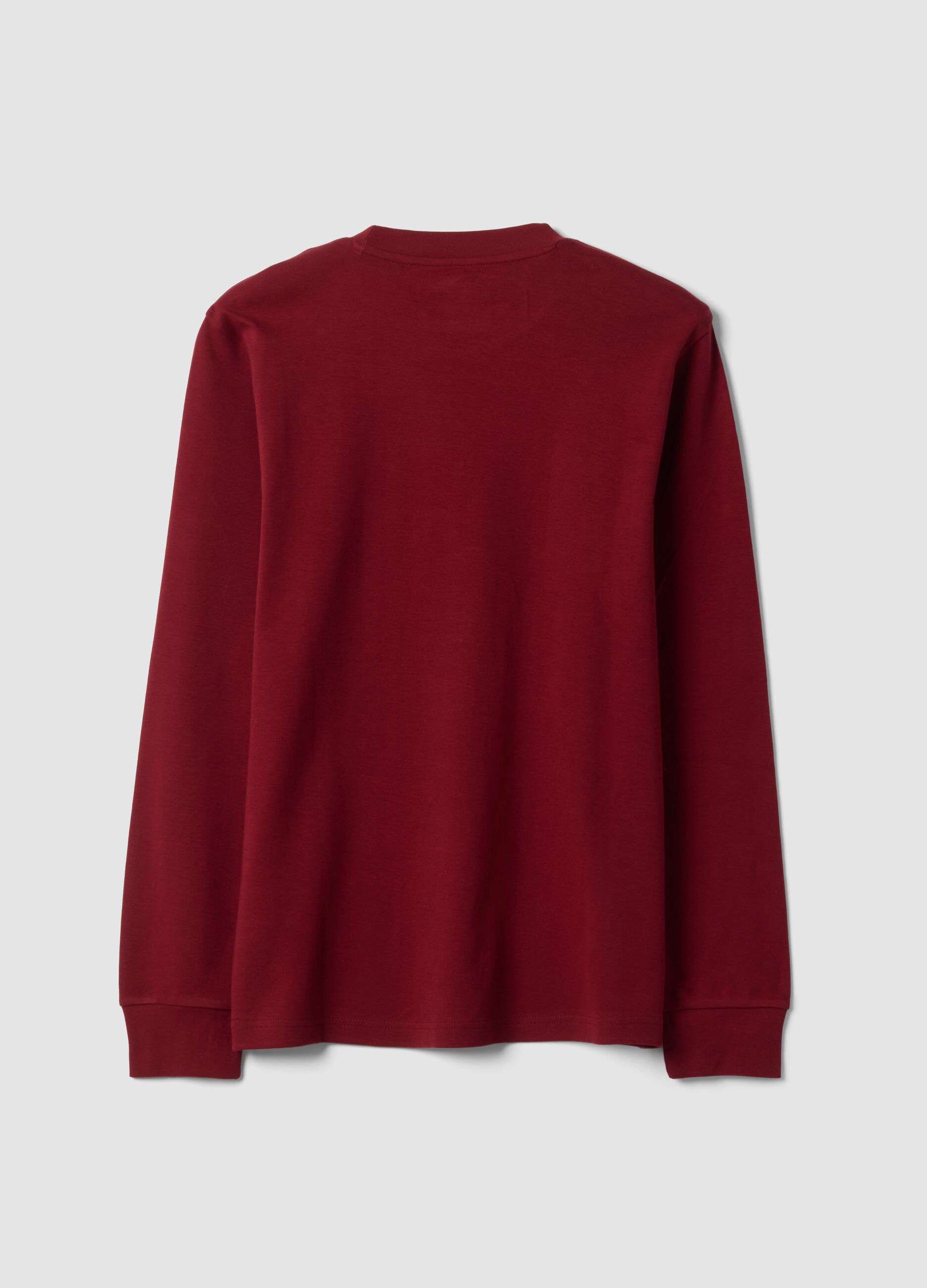 T-shirt rossa in puro cotone girocollo regular fit