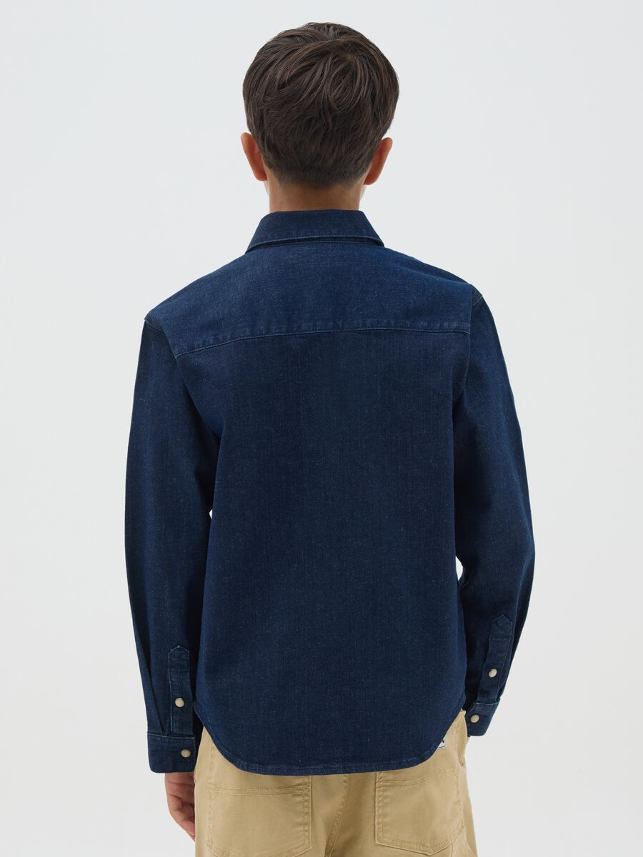 Boys' Blue Denim Shirt Regular Fit_1