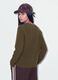 Cardigan verde in lana elasticizzata con scollo profondo a V over fit_3