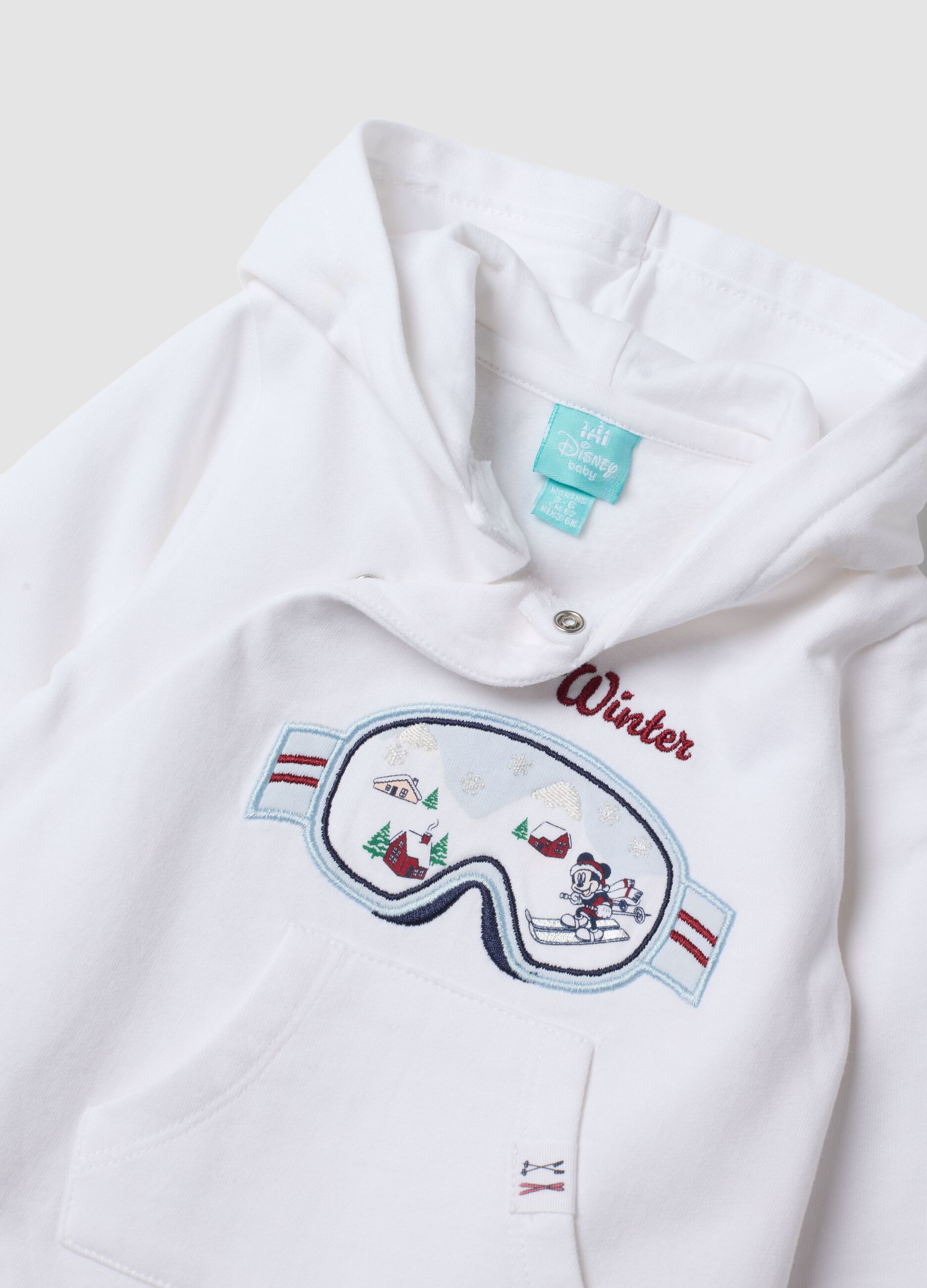 White hooded sleepsuit in pure organic cotton
