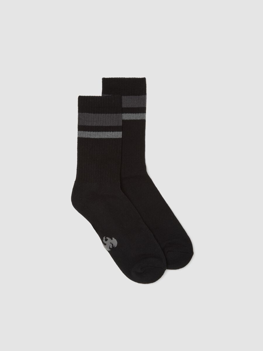 Black stretch cotton sports socks_0
