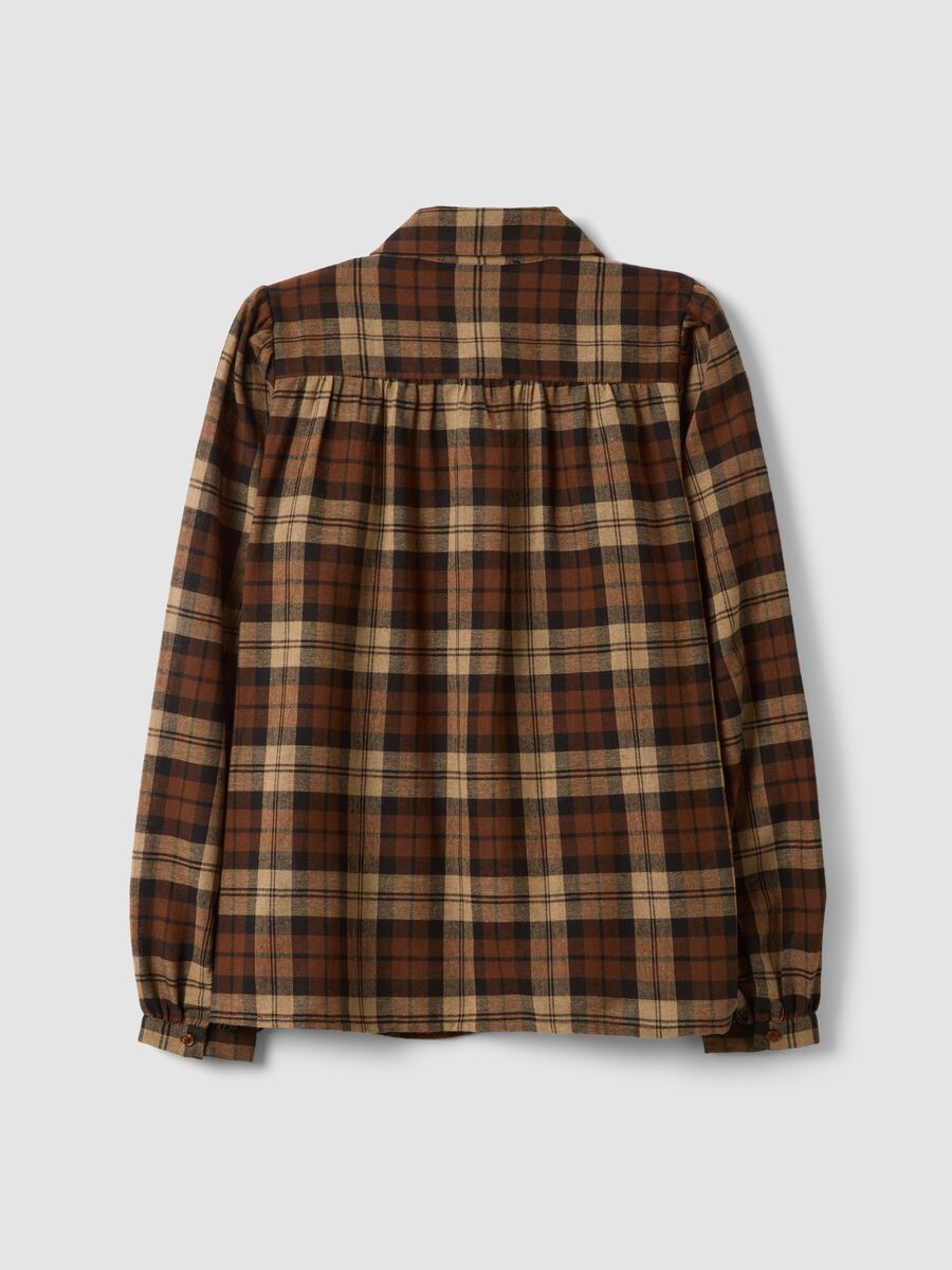 Brown checked shirt with classic collar_2