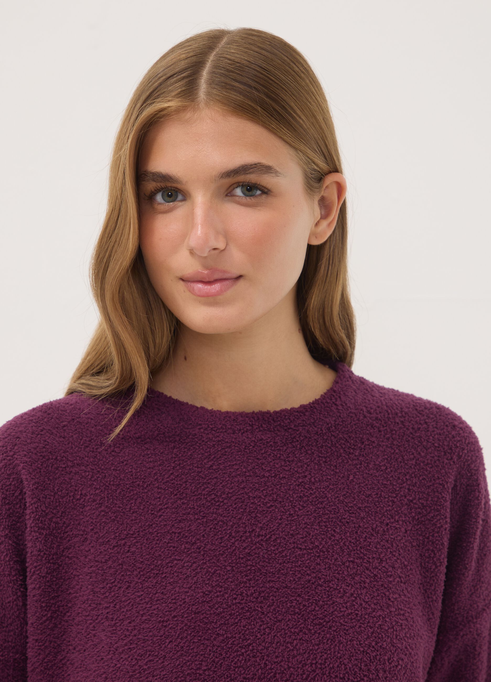 Purple stretch crew-neck pyjamas