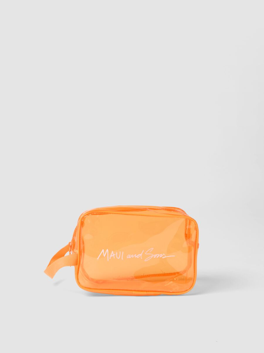 Orange toiletry bag with zip closure_0
