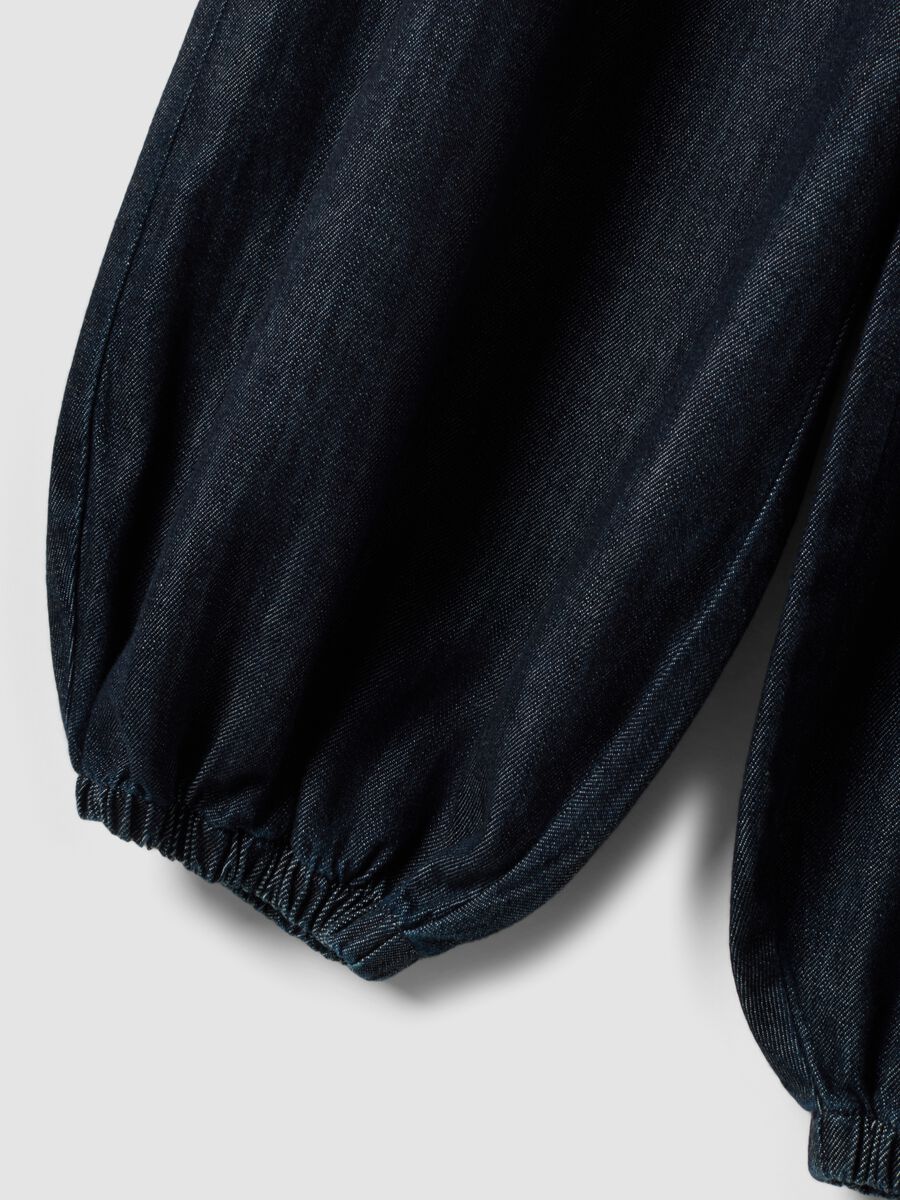 Blue pure cotton balloon-fit denim jeans_5