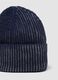 Blue and grey ribbed jersey knit beanie_2