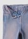 Blue denim straight-fit jeans in pure cotton with turn-up cuffs for baby girl_2