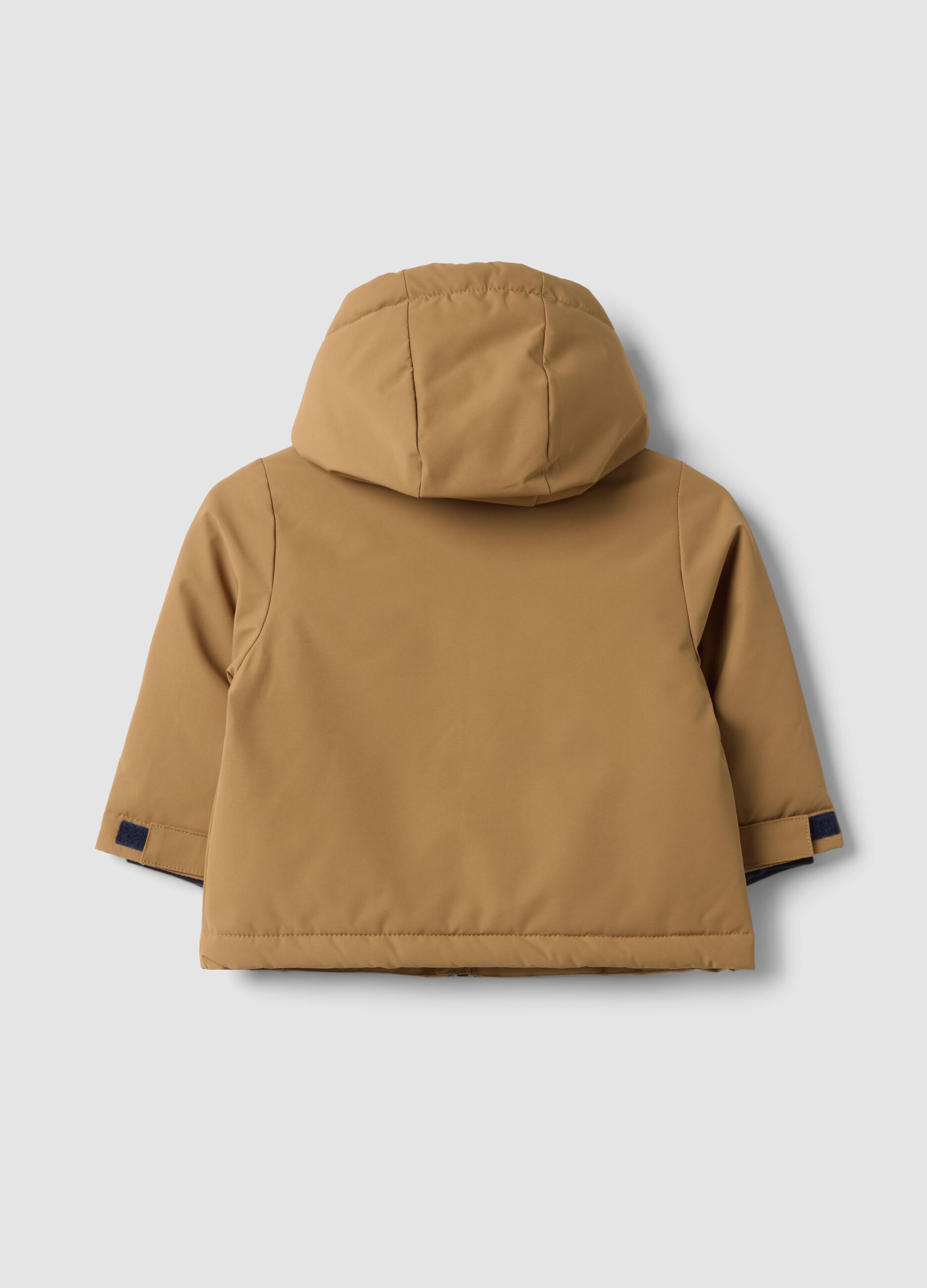 Giacca marrone imbottita con cappuccio e zip per bimbo