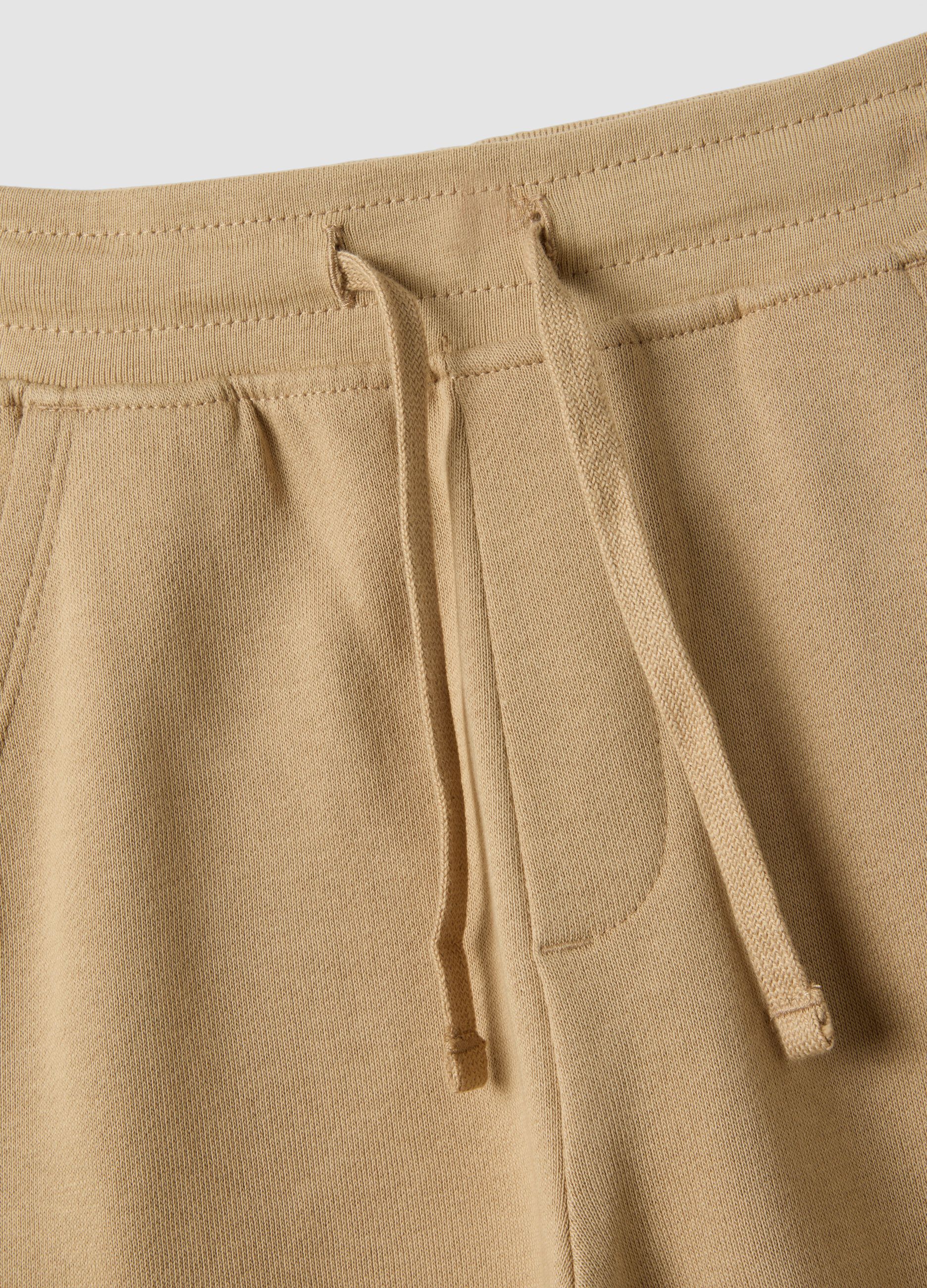 Beige cotton-blend cargo joggers for boys