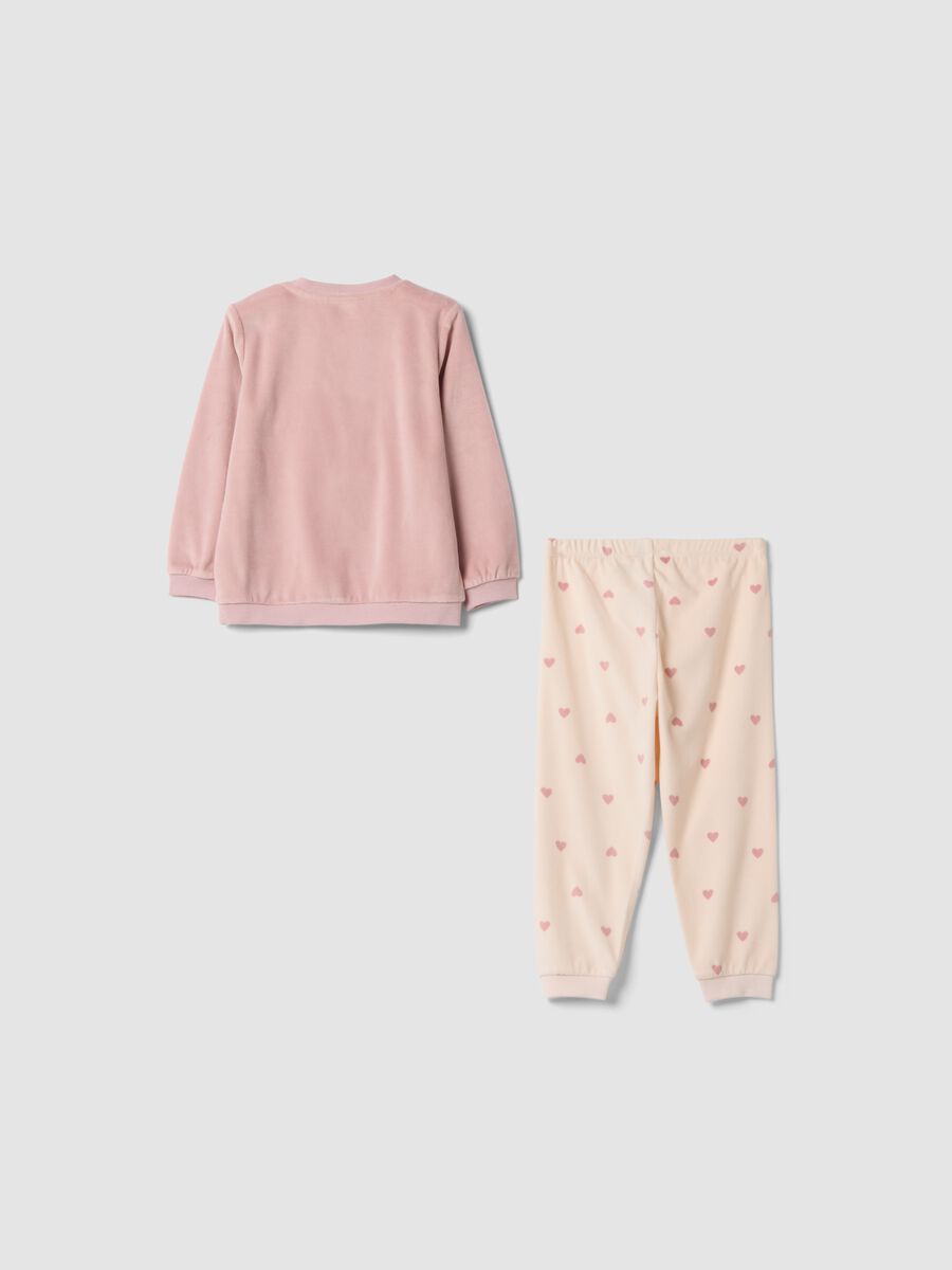 Purple crew-neck pyjamas with heart-print trousers_1