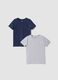 2-pack grey and blue crew-neck T-shirts in pure organic cotton_0