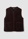 Brown oversized gilet in wool-blend sherpa_0