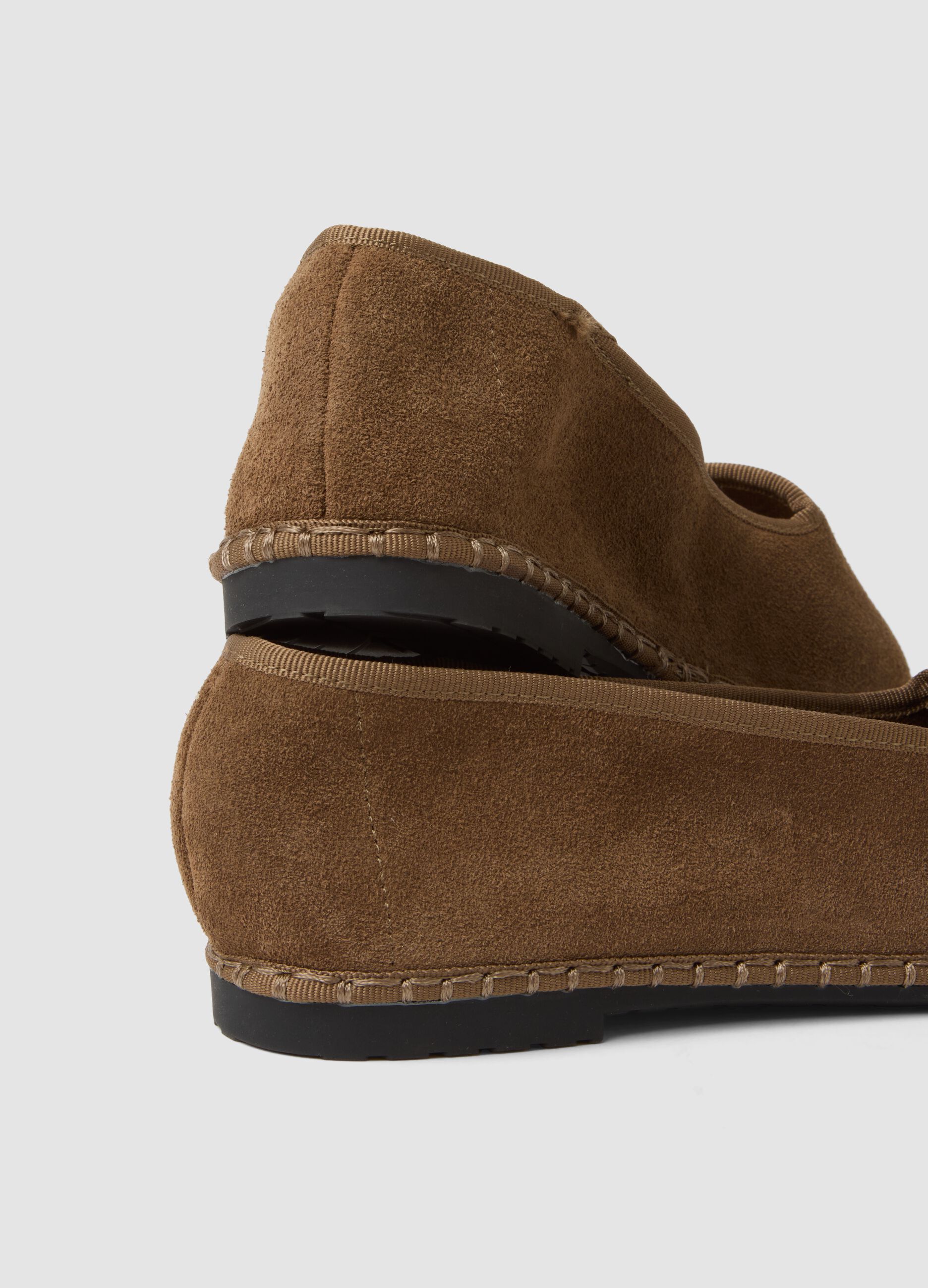 Brown genuine suede leather furlane