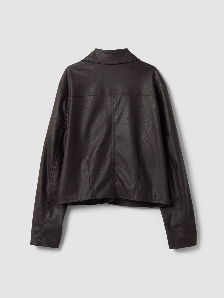 Brown jacket with zip fastening and slim-fit collar_6