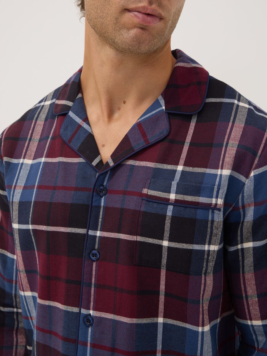 Red and blue regular-fit pyjamas in pure organic cotton flannel_2