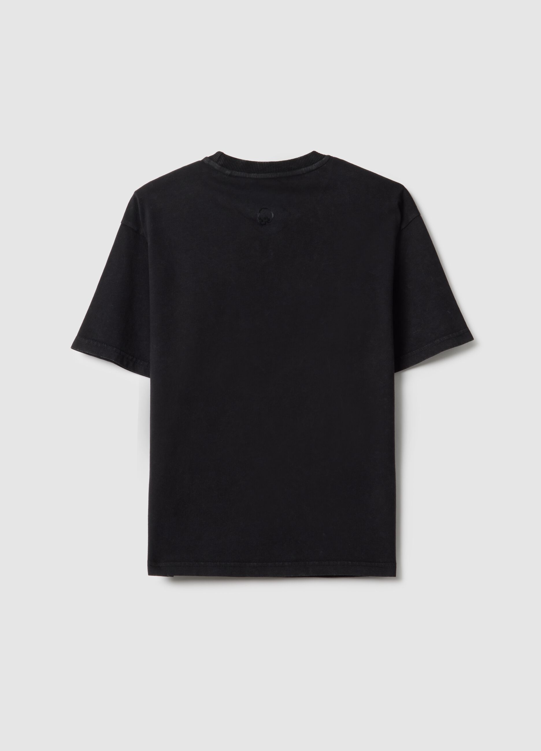 Black pure cotton over fit boy's t-shirt with print