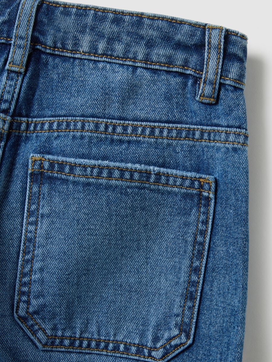 Wide-leg pure cotton blue jeans for children_3