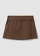 Brown stretch viscose mini skirt with belt_5