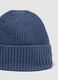 Blue knitted beanie with cuff_2